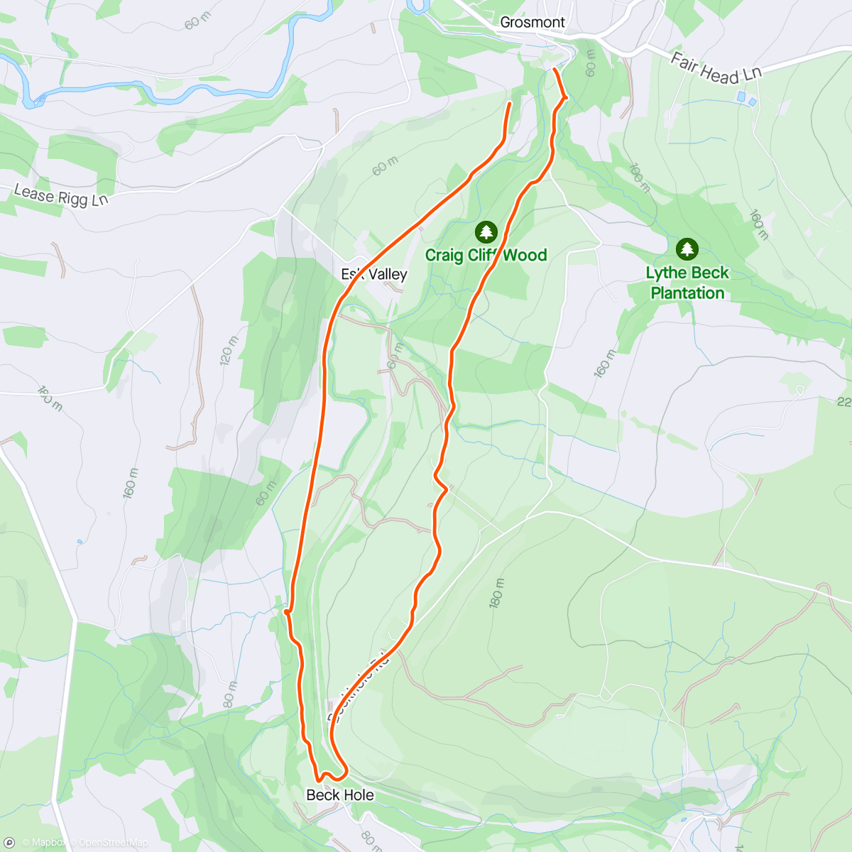Map of the activity, Grosmont to Beckhole