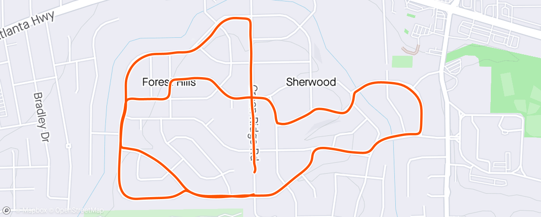 Map of the activity, Hilly Montgomery AL Run