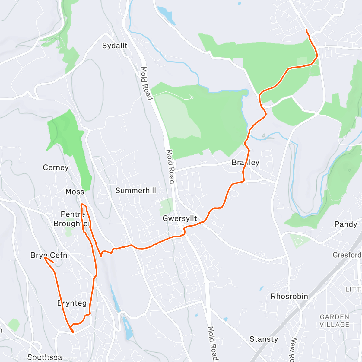 Карта физической активности (3 miles out (didn’t record properly sadly but it was VERY hilly!) 5 miles downhill mainly coming back. Nice & steady!)