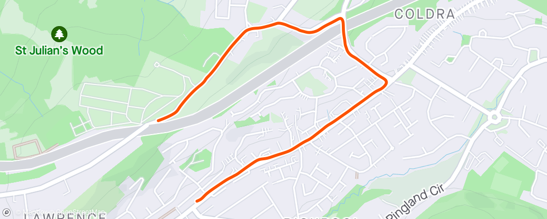 Map of the activity, Lockdown lap - As a fartlek plus extra loop