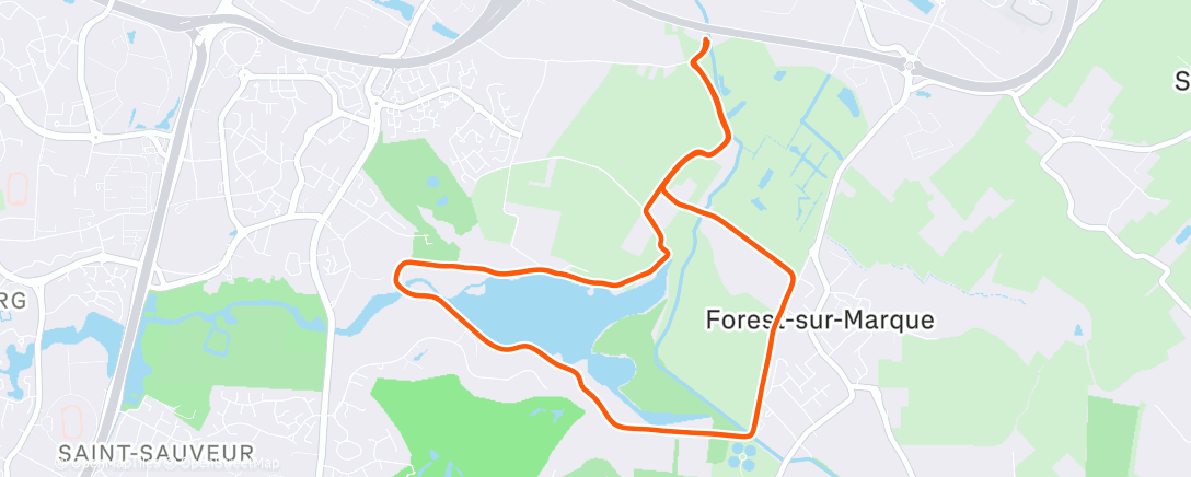 Map of the activity, 10 x 300m / recup 1min