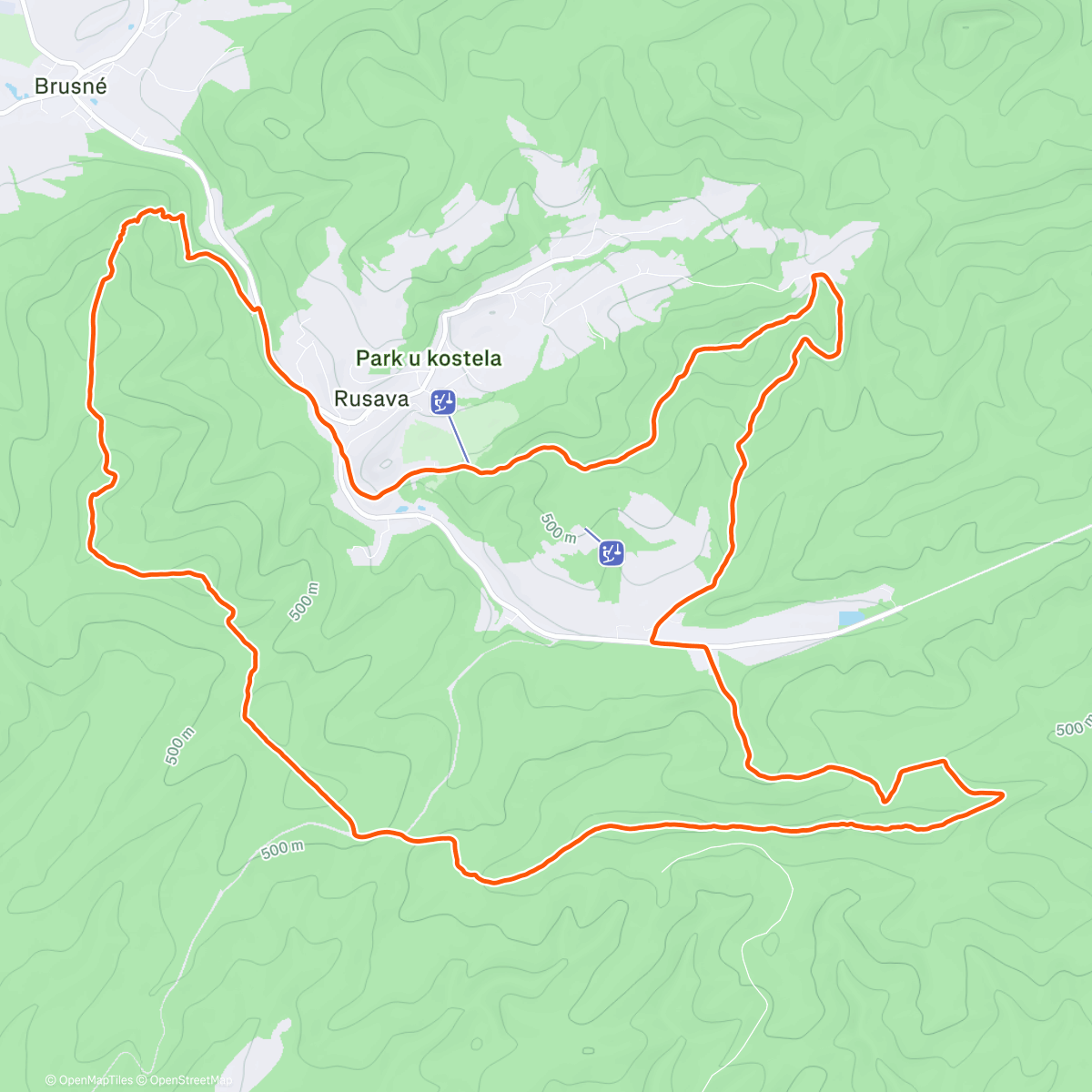 Map of the activity, Zimní virtuální půlmaraton Hostýnkama