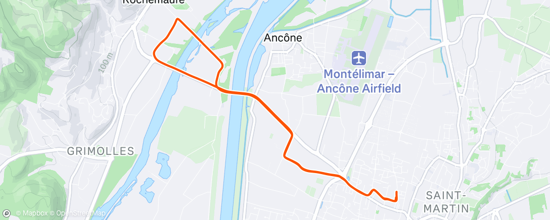 Map of the activity, Course à pied en soirée