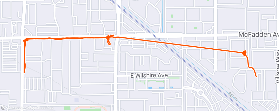 Map of the activity, Exploration walk down McFadden Ave.
