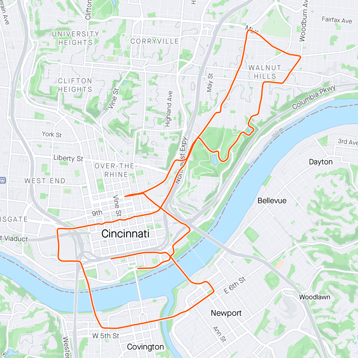 Map of the activity, Flying Pig Half Marathon
