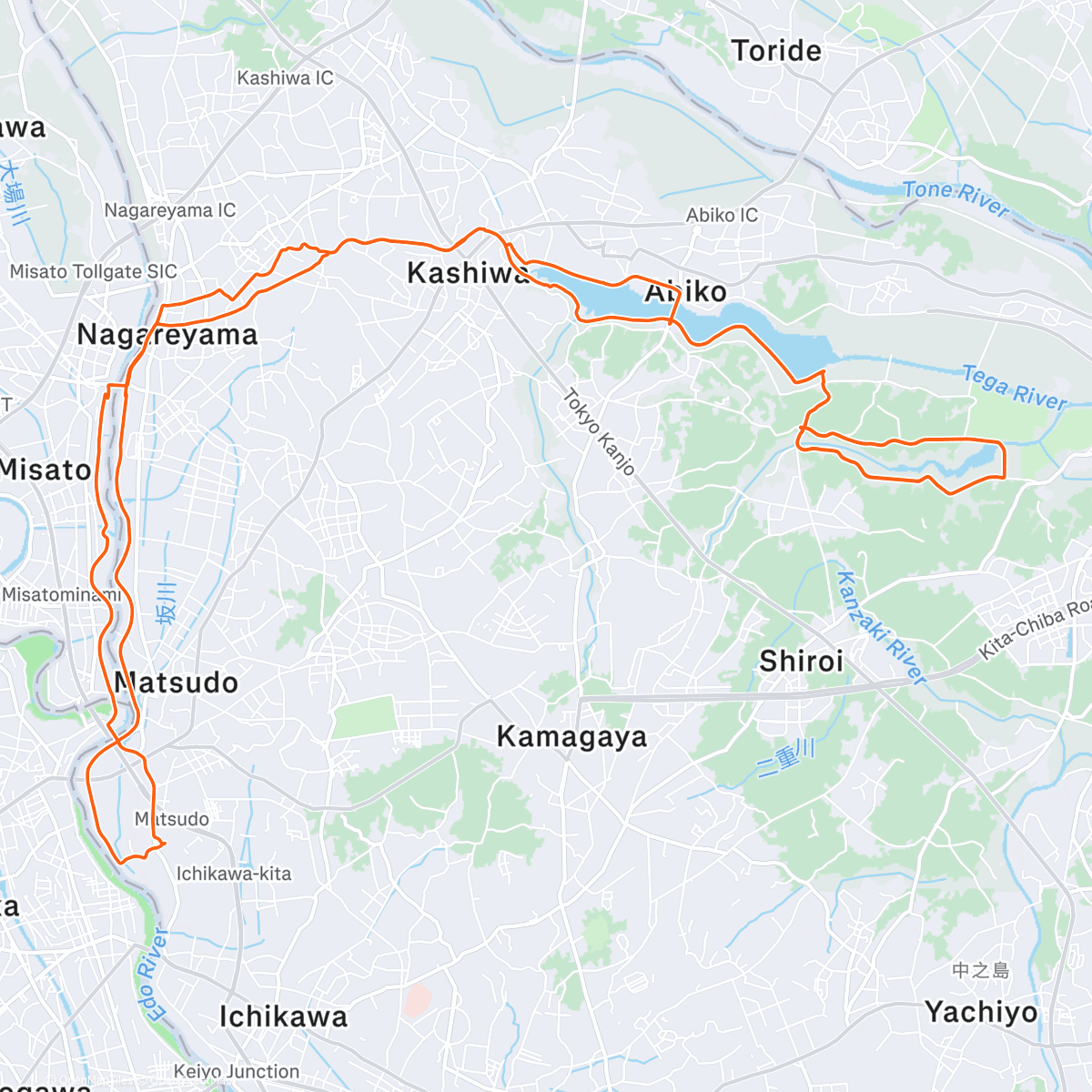 Map of the activity, 手賀沼グルグルのライド