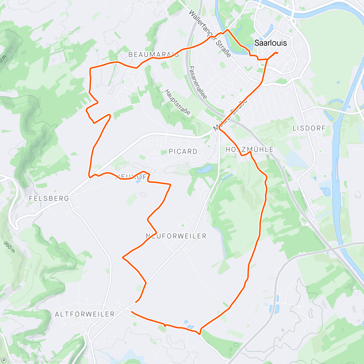 Map of the activity, SonntagsTour Fantini Saarlouis und Sportplatz Altforweiler