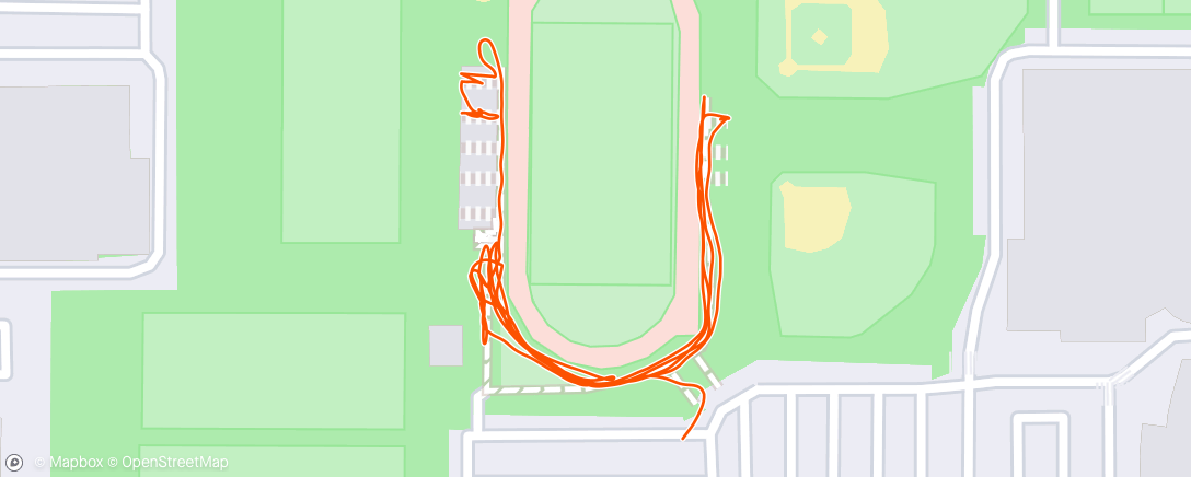 Map of the activity, 50 lbs ruck bleachers and walking at track meet