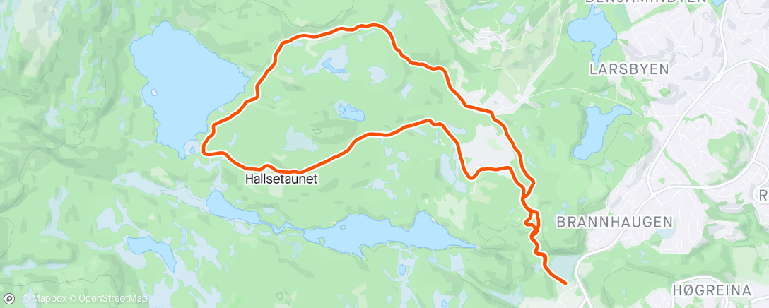 Map of the activity, Årets første løpetur i marka