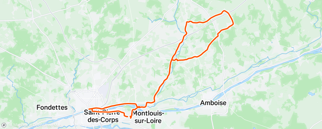 Map of the activity, Sortie vélo dans l'après-midi➡️Morand aller et retour par Reugny _PW gr Décalé