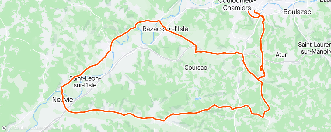 Map of the activity, Route Circuit des 3 Vallées Périgueux Sud Ouest : Vern, Isle, Cerf