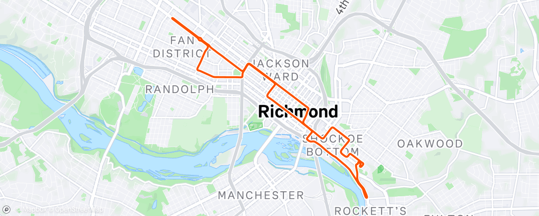 Map of the activity, Zwift - Richmond 2015 Worlds Reverse in Richmond