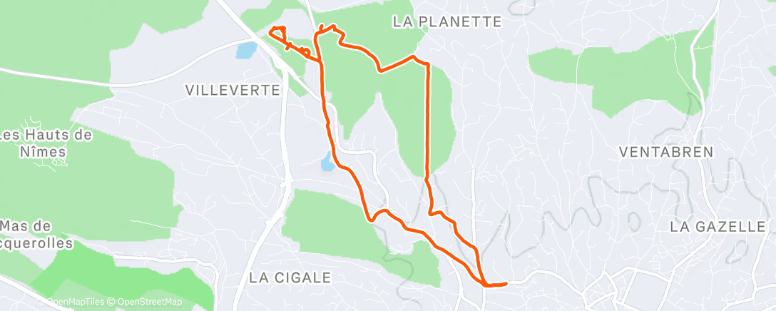 Map of the activity, Trail le midi