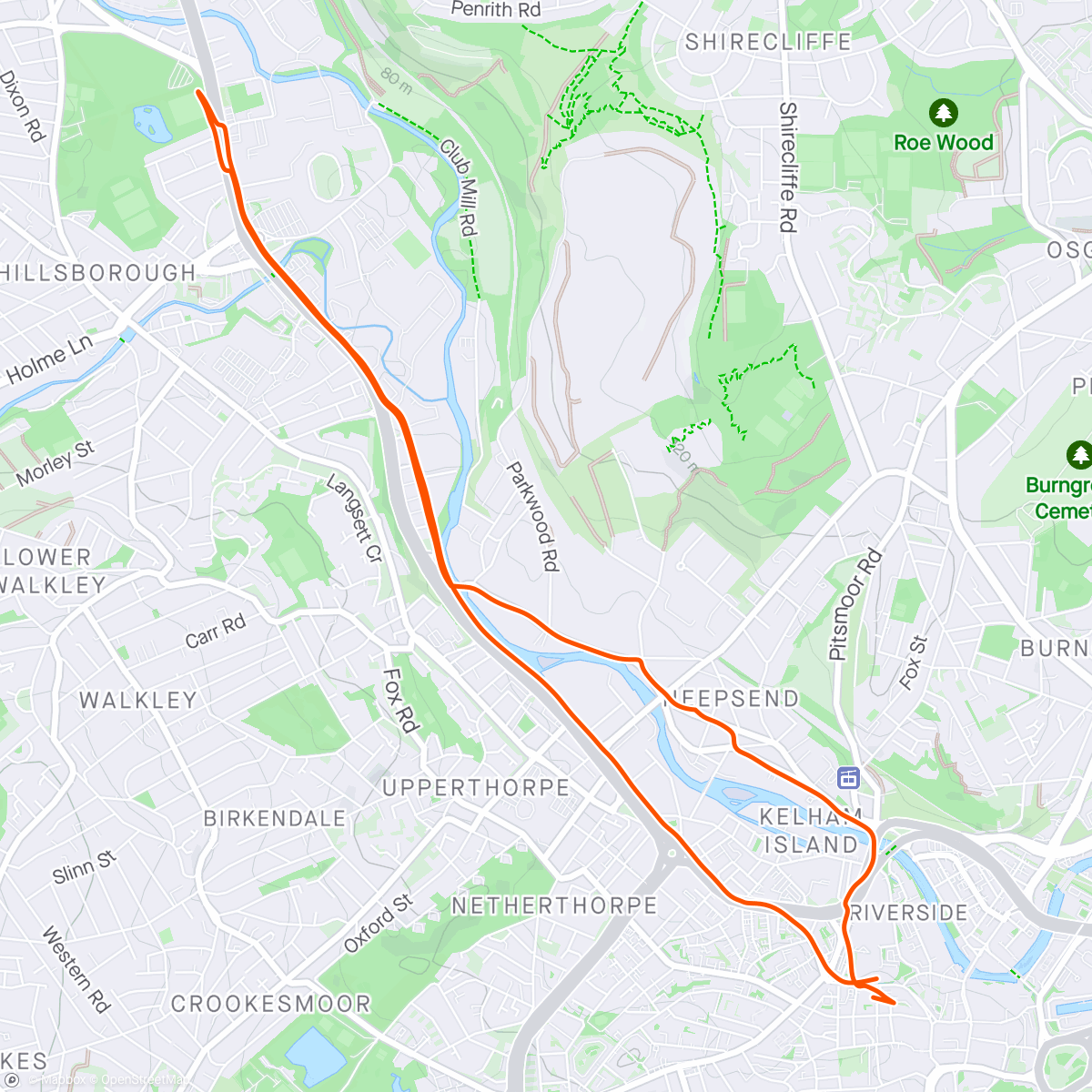 Map of the activity, Sheffield Business Runners