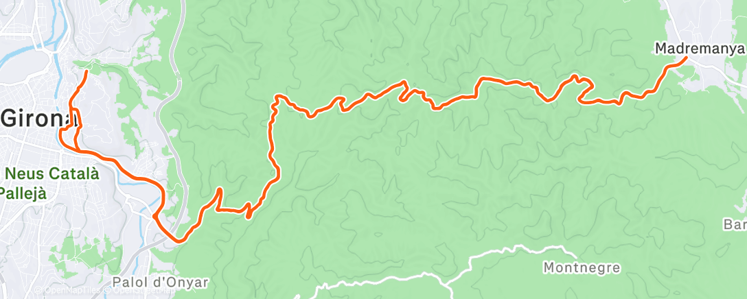 Map of the activity, Cycling