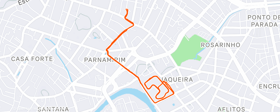 Map of the activity, RR 151 - 2km Z1 1’IP  3x(800m Z3 400m Z2) 2’IP 2km Z1