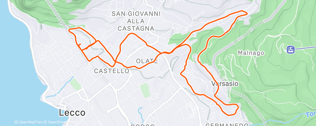 Map of the activity, Corsa mattutina