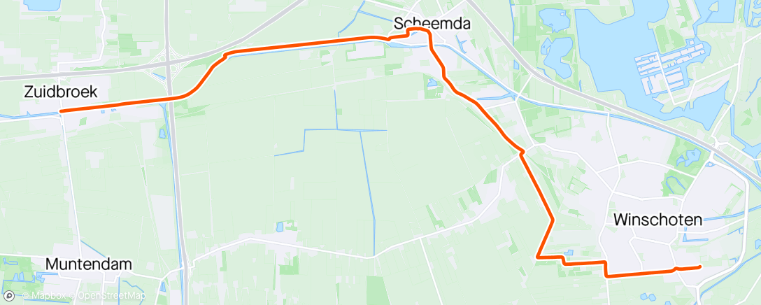 Map of the activity, Zuidbroek -> Winschoten op de Stromer