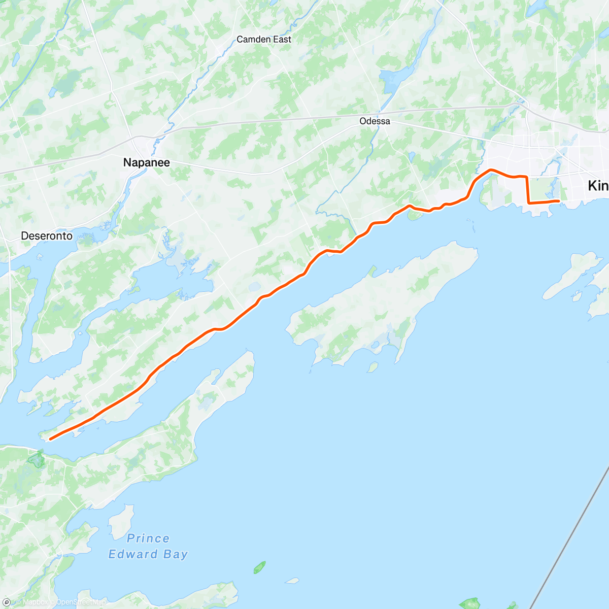 Mapa de la actividad (ROUVY - Kingston to Glenora | Ontario | Canada)