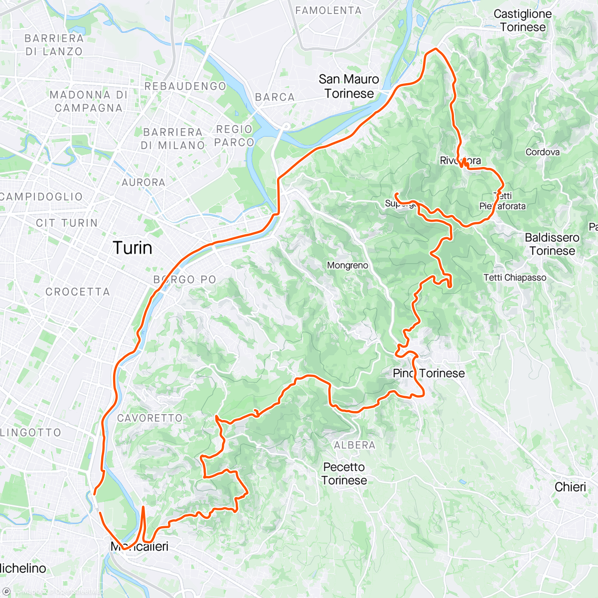 Map of the activity, Sulle colline di Torino con Bob e Peppe