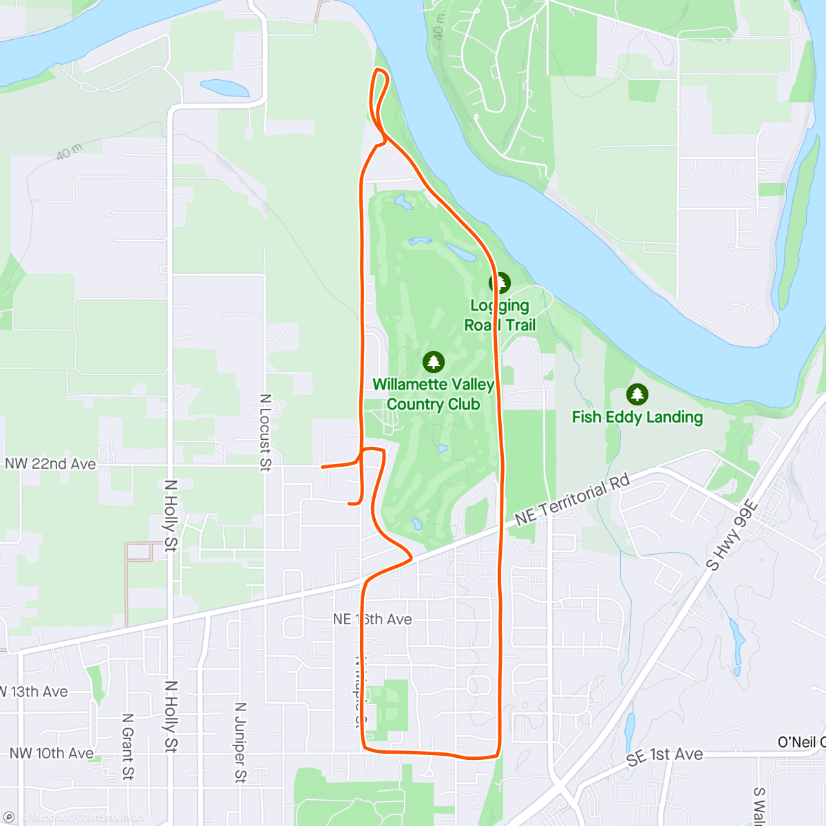 Map of the activity, 5 Mile Run Around Canby
