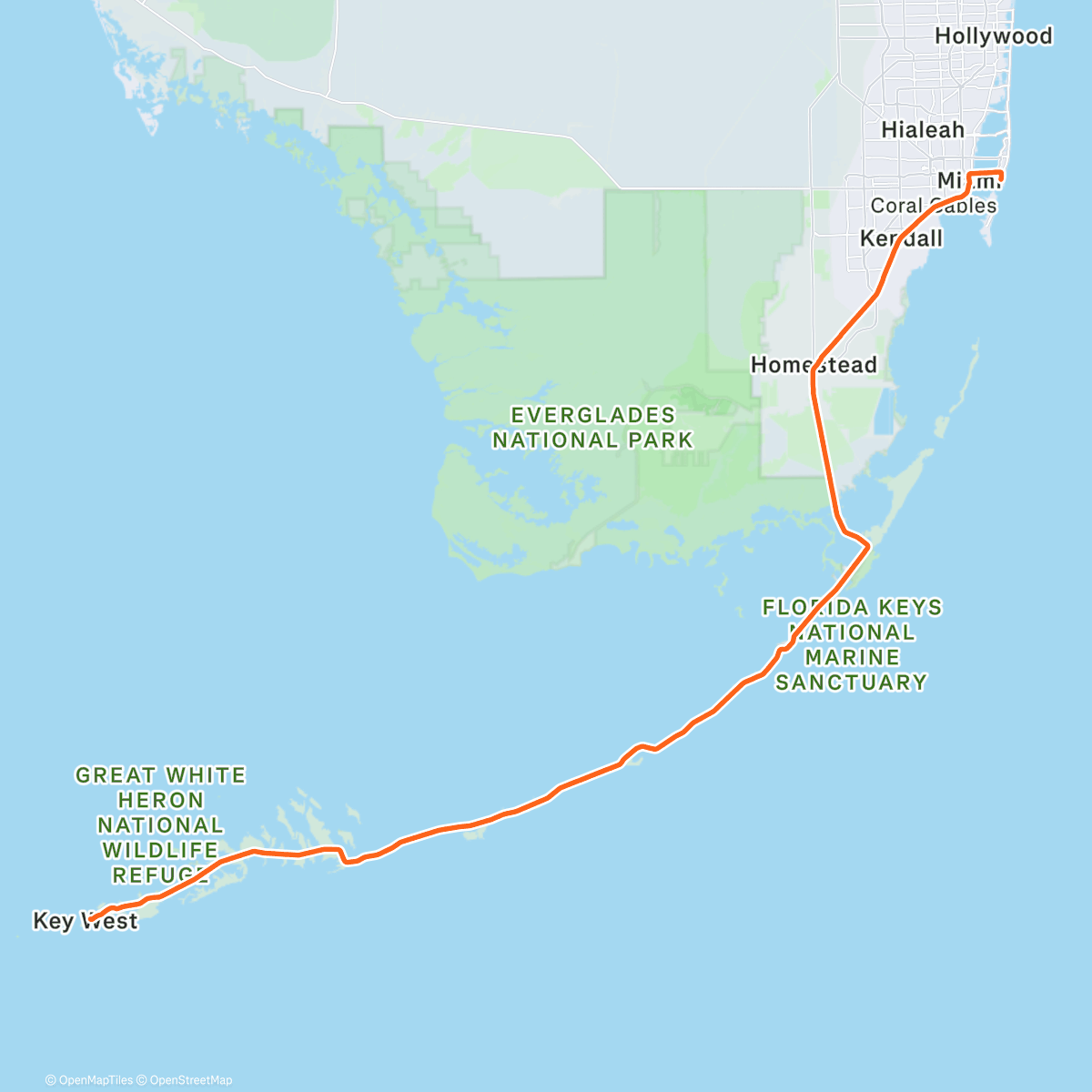Map of the activity, Miami South beach to Key west 💪🤣😴❤️