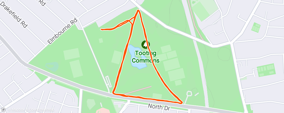 Map of the activity, Tooting Common Parkrun