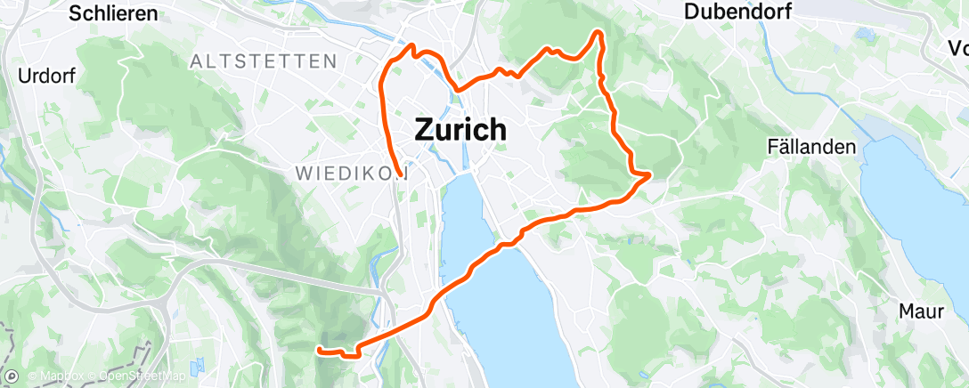 Map of the activity, MyWhoosh - Zurich