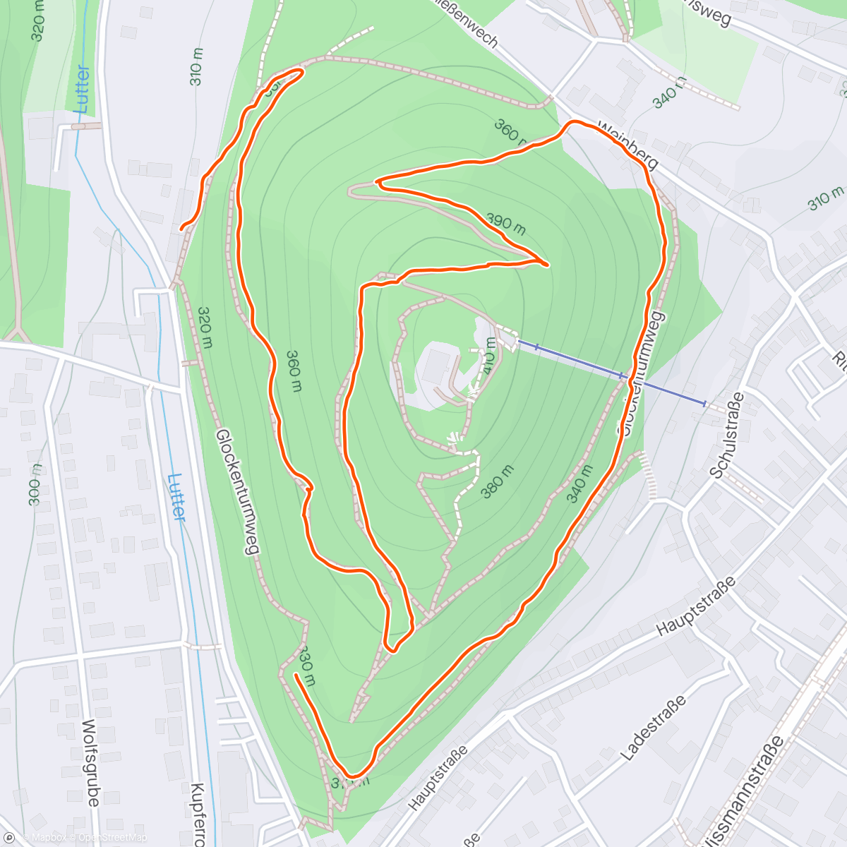 Map of the activity, Hausberg loop...