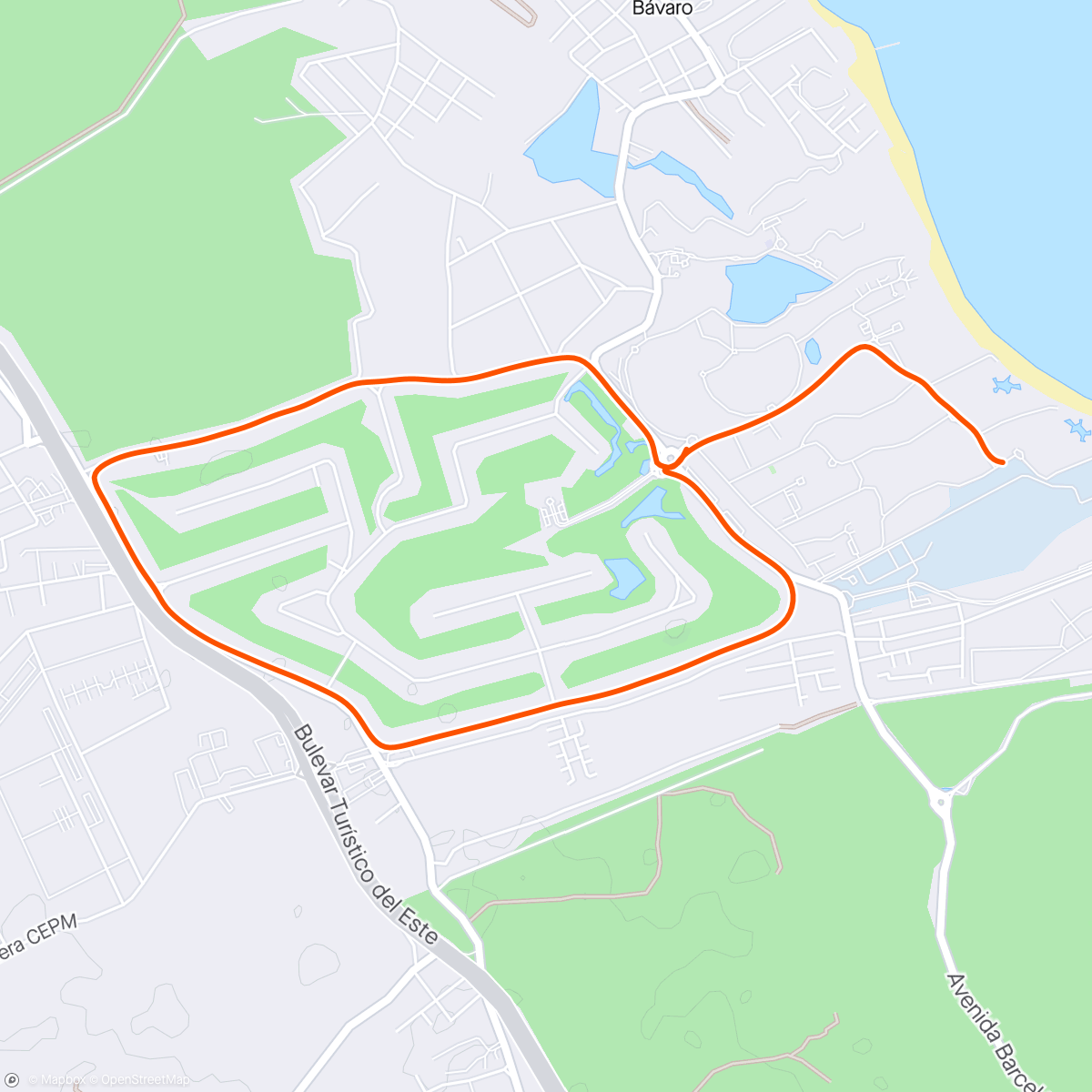 Map of the activity, Easy around the golf course