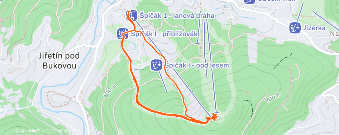 Карта физической активности (Skialpy na Tanvaldský Špičák po sjezdovkách)