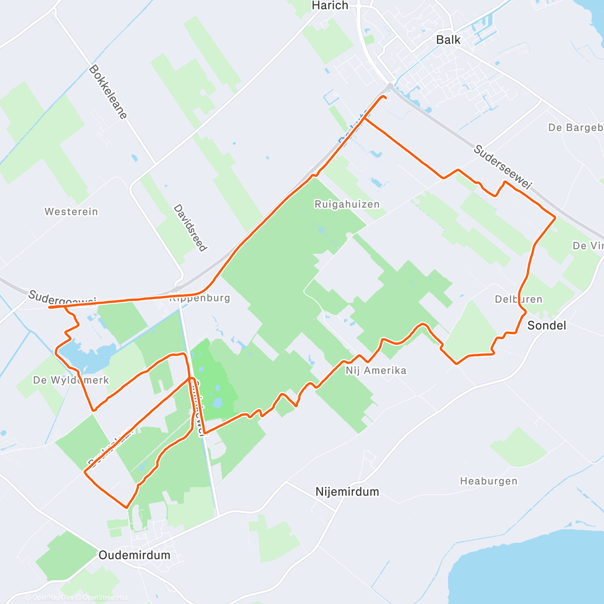 Map of the activity, Gaasterlân Run 2025 🚂 1:20:27