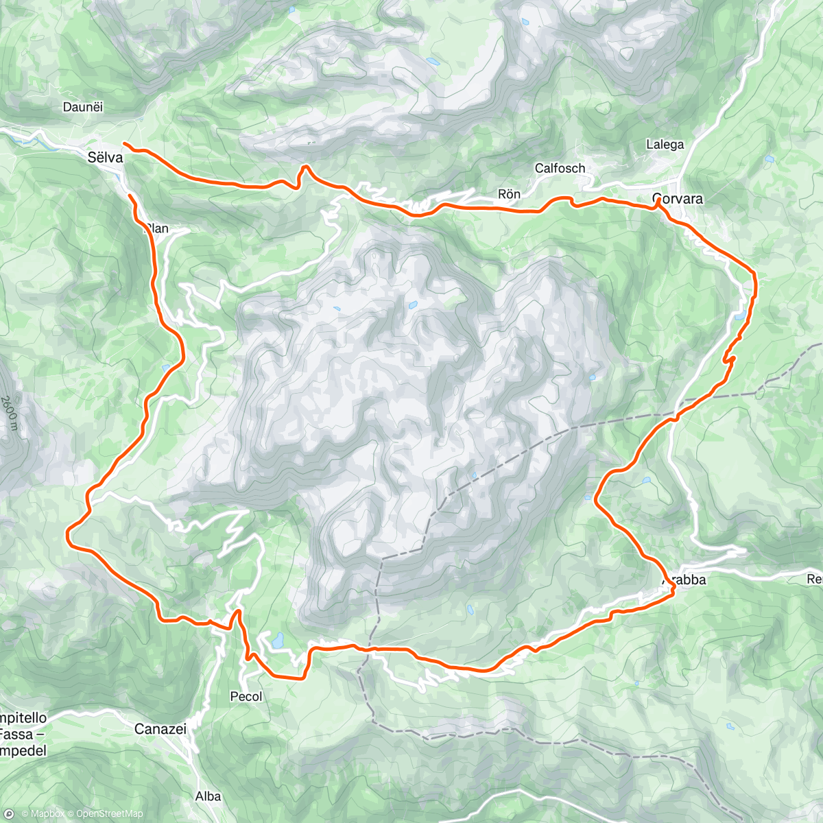 Map of the activity, Sellaronda Skimarathon 2025