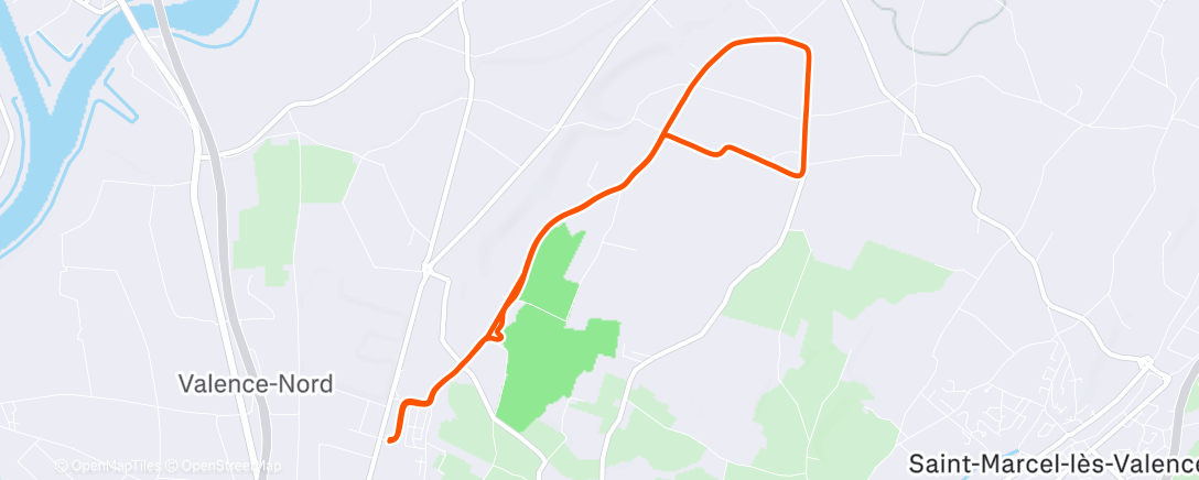 Map of the activity, Course à pied le midi