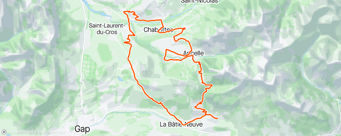 Map of the activity, Vélo route : Manse - Moissière