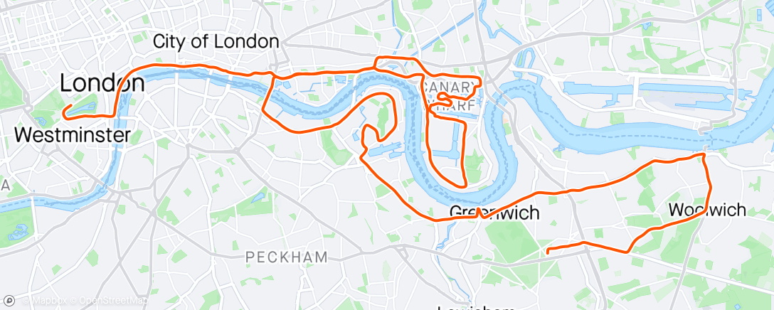 Kaart van de activiteit “London Marathon”