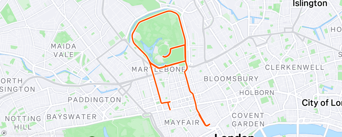 Map of the activity, Regent Park Laps