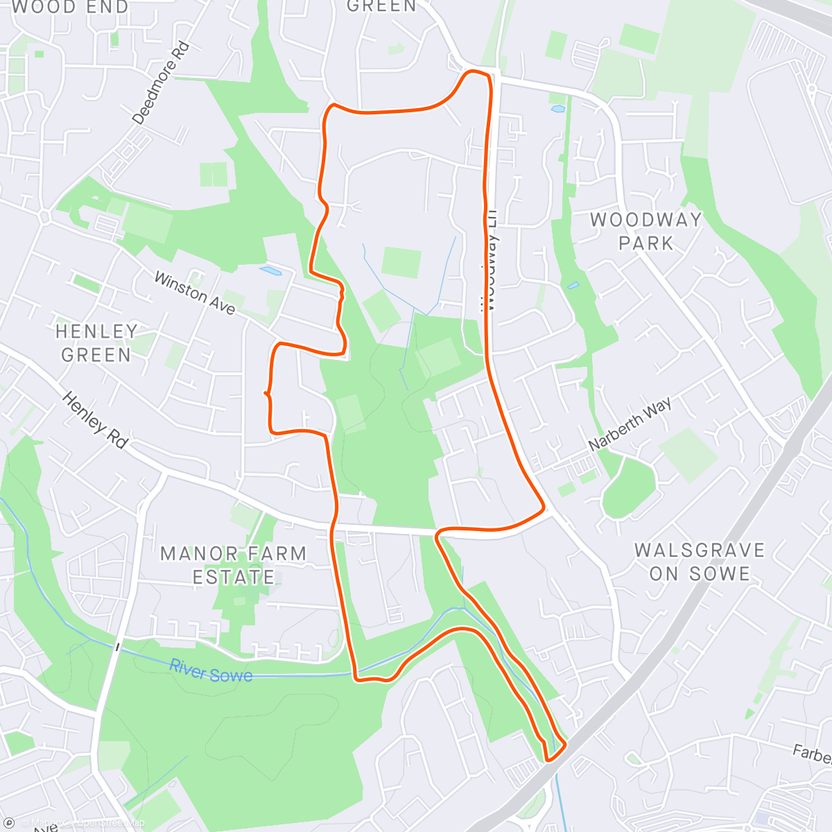 Map of the activity, Walking the dog