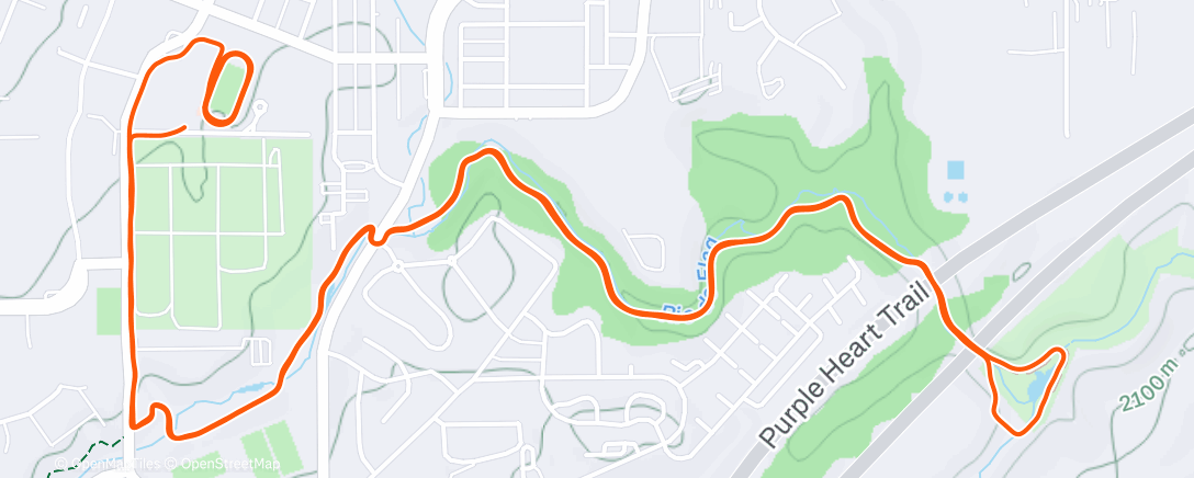 Map of the activity, Not as fun doing strides in December