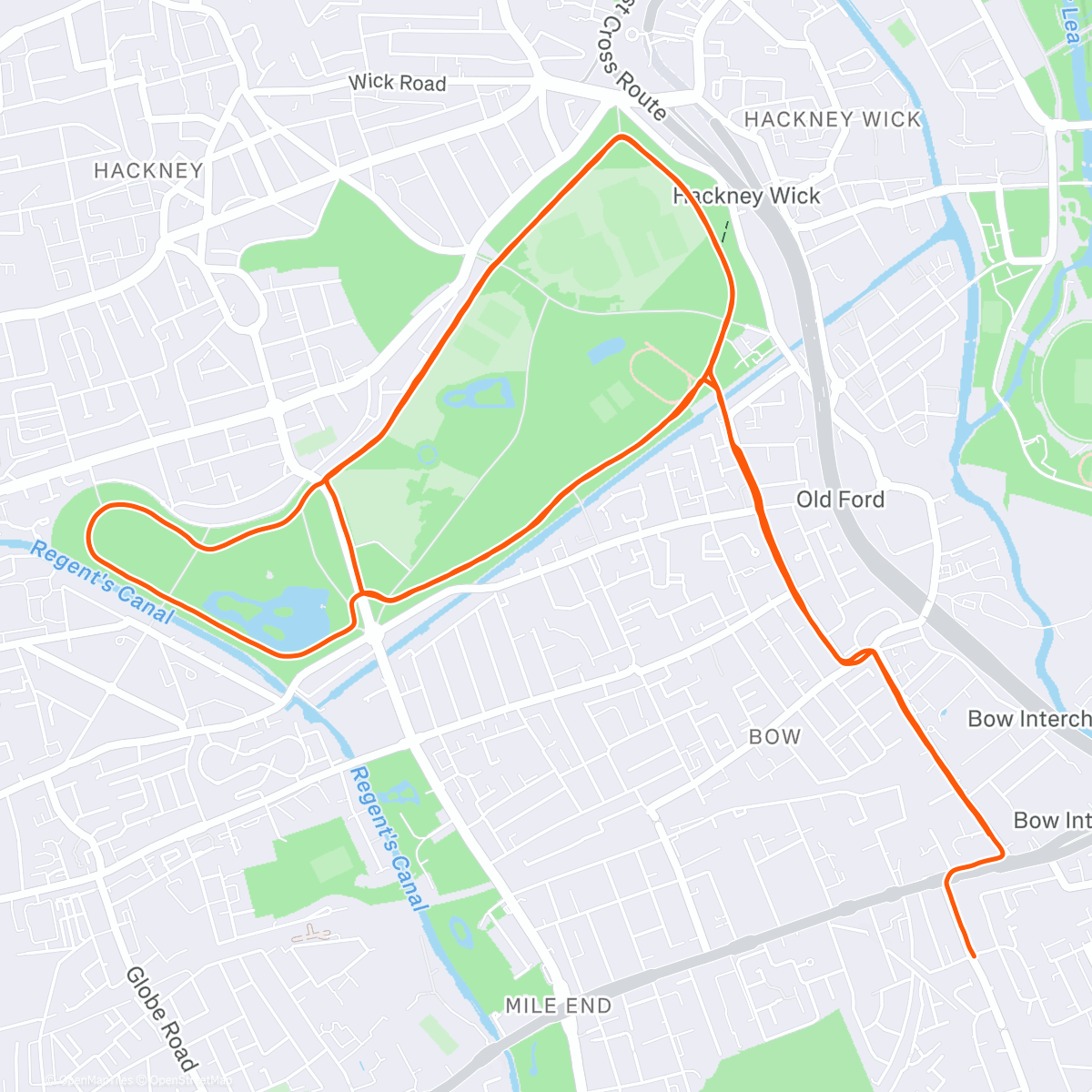 Map of the activity, easy run