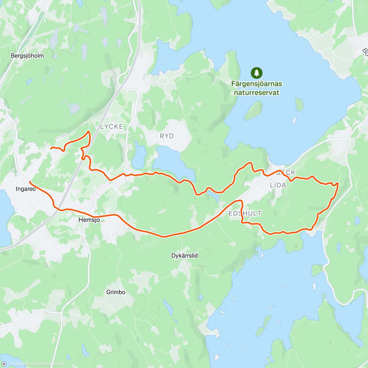 Mapa de la actividad (Mellandagsrea med Carl)