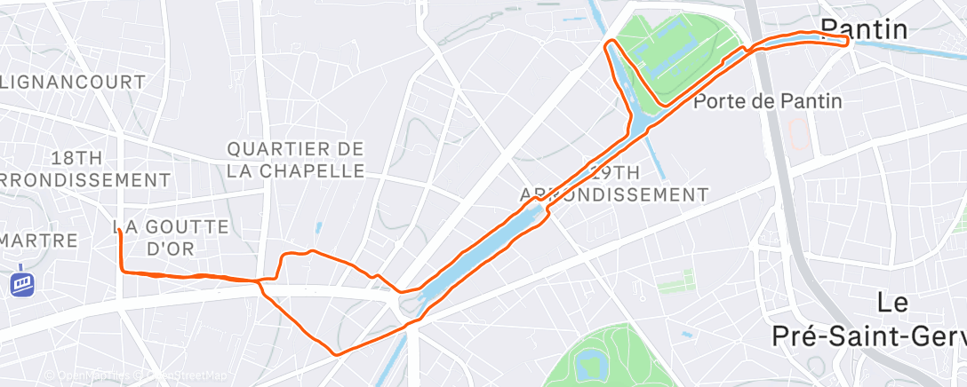 Карта физической активности (Course à pied le midi)