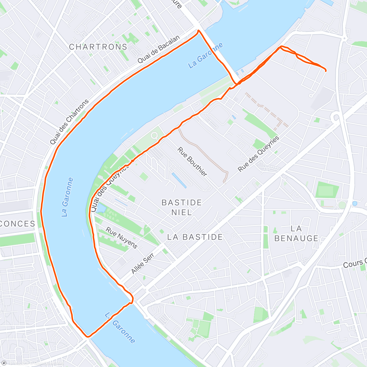 Map of the activity, Course à pied matinale