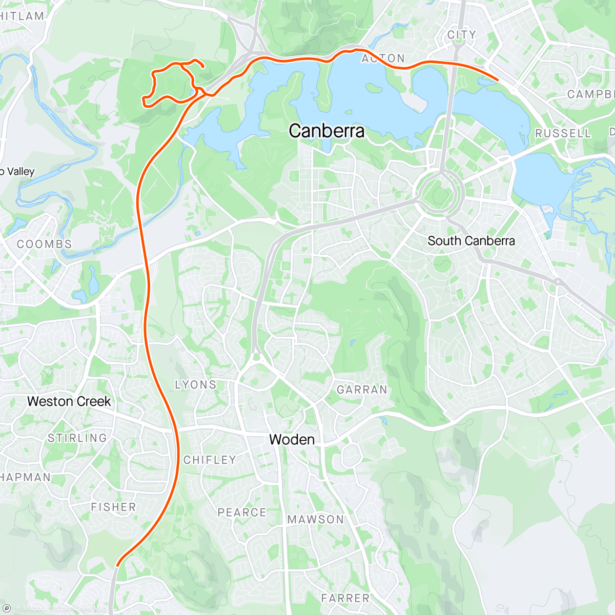 Map of the activity, ROUVY - Challenge Canberra | Australia 20 km