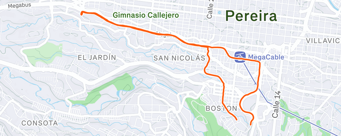 Map of the activity, Afternoon Run