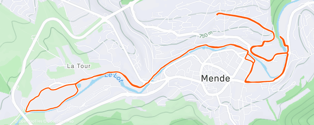 Map of the activity, Afternoon Run