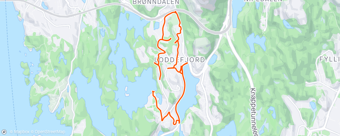Map of the activity, Loddefjord rundt