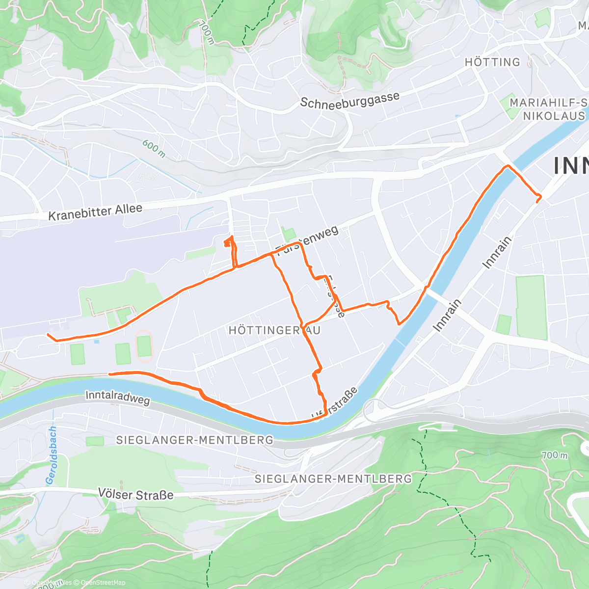 Map of the activity, Errands and Nussschnecke en route to the 🛫