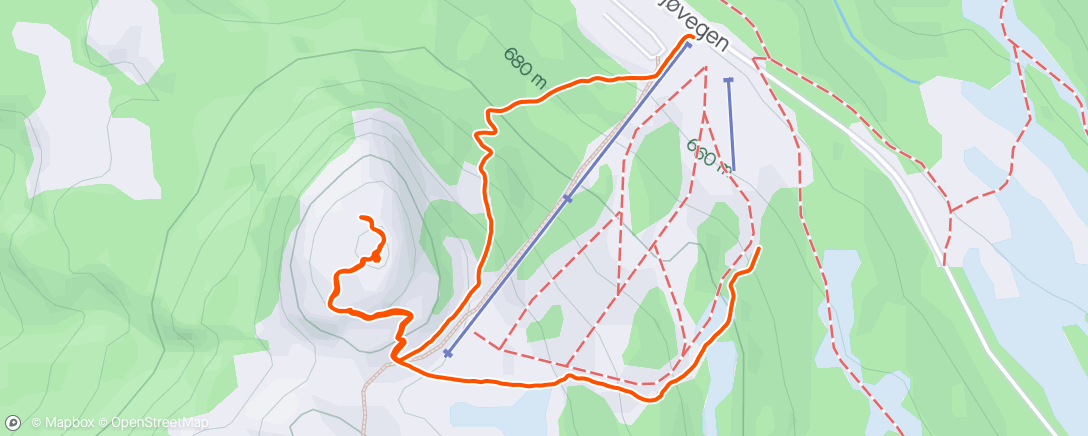 Map of the activity, Afternoon Snowshoe