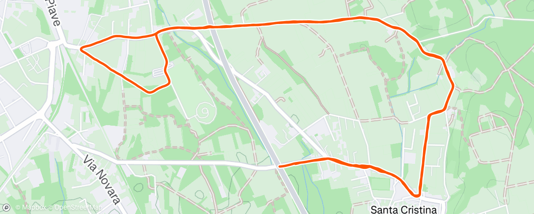Map of the activity, 10 KM RUN with speed variations at sensations